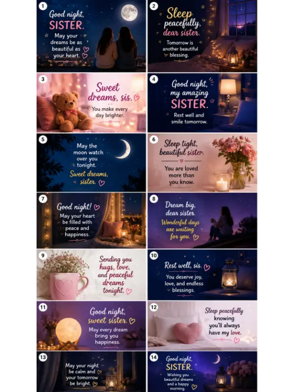 Good Night Wishes for Sisters