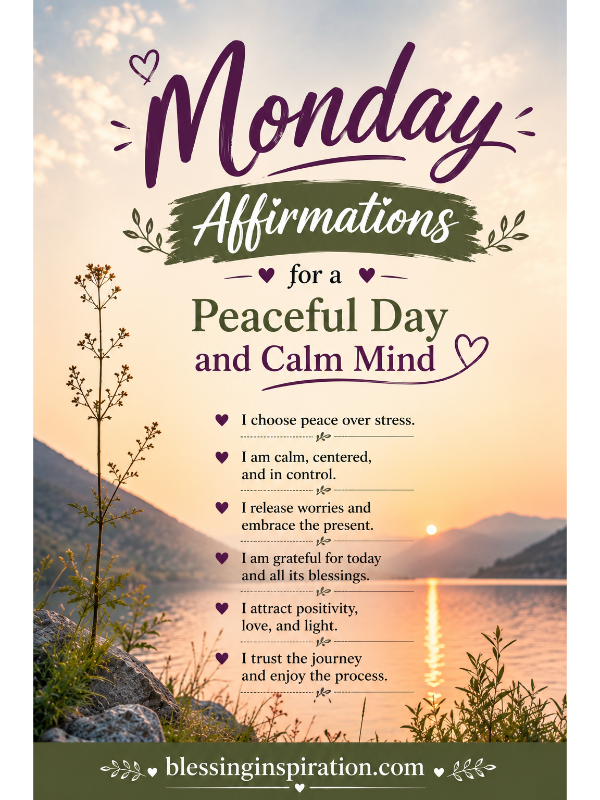 Monday Affirmations for a Peaceful Day and Calm Mind