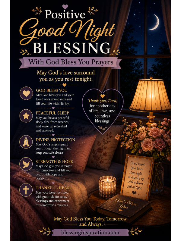 Positive Good Night Blessing With God Bless You Prayers